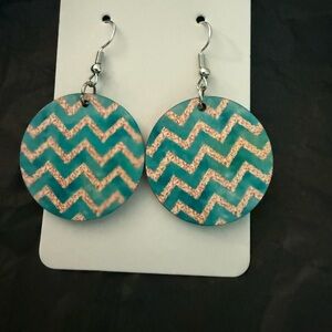 Chevron Patterned Blue Earrings